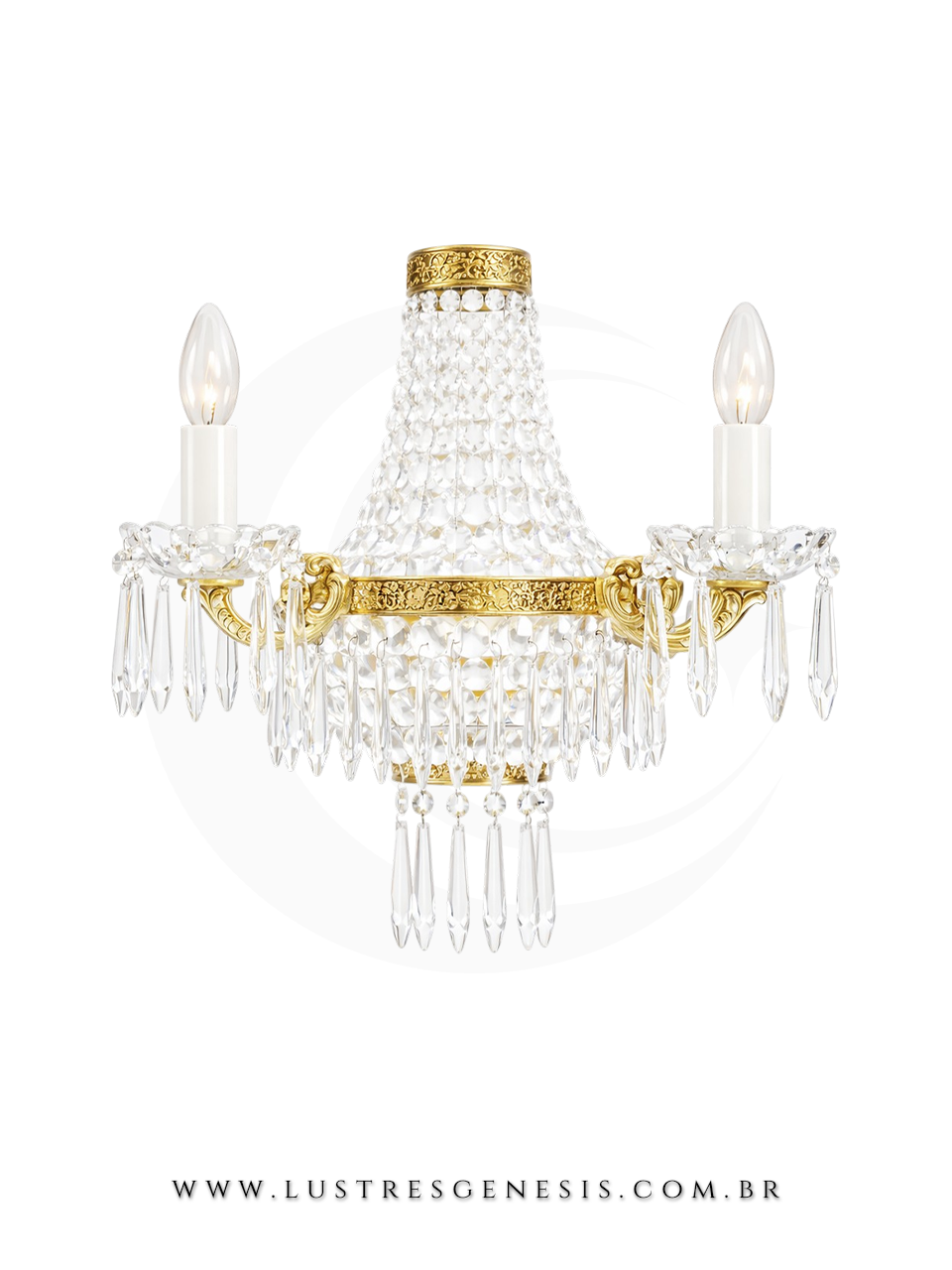 Luminária de Parede Arandela Cristal Bronze Clássica Redonda Luxo para Sala Quarto Corredor Hall Cabeceira